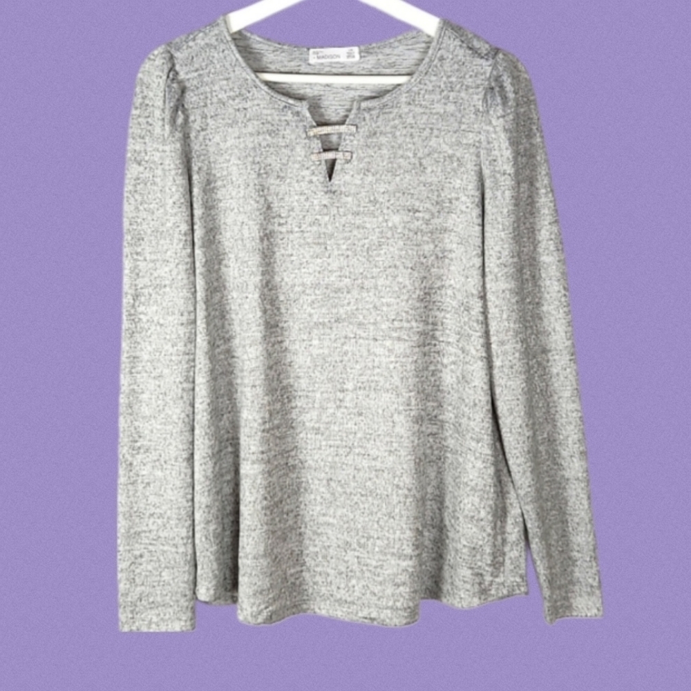 Gray Sparkle Longsleeve Shirt Top